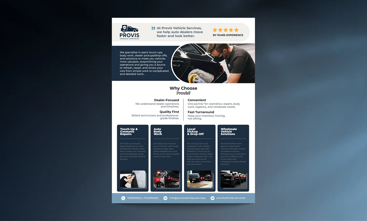 Ukázka prezentace pro autoservis Provis Vehicle Services